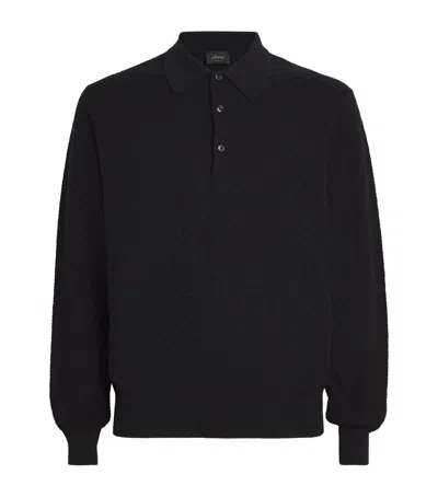 Brioni Cotton-silk Collared Sweater In Black