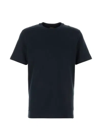 Brioni Cotton Crew Neck Short Sleeve T Shirt In Blue