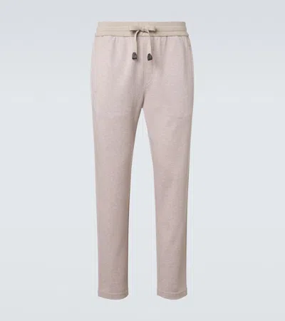 Brioni Cotton-blend Sweatpants In Neutral