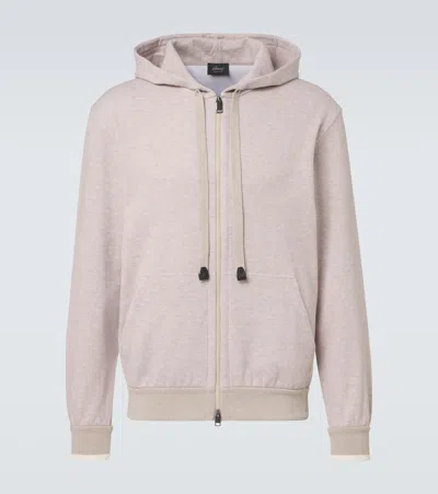 Brioni Cotton-blend Zip-up Hoodie In Neutral