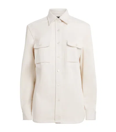 Brioni Cotton-silk Denim Shirt In Neutral