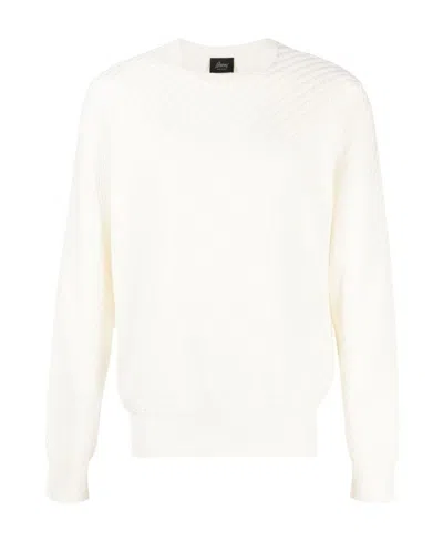 Brioni Crew-neck Cotton-silk Jumper In White
