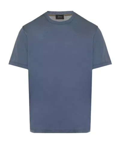 Brioni Crew-neck Cotton T-shirt In Blue
