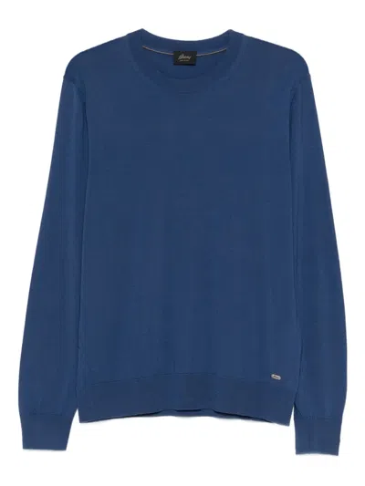 Brioni Crew-neck Long-sleeve Sweater In Blue