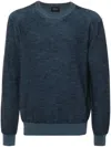 Brioni Crew-neck Ribbed-knit Jumper In Blue