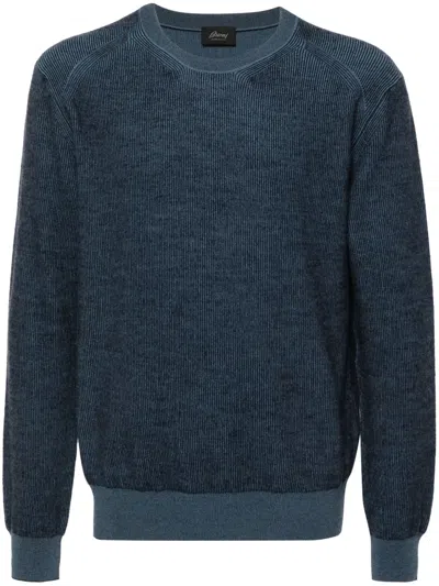 Brioni Crew-neck Ribbed-knit Jumper In Blue