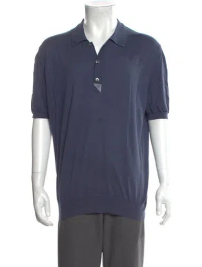 Pre-owned Brioni Crew Neck Short Sleeve Polo Shirt In Blue