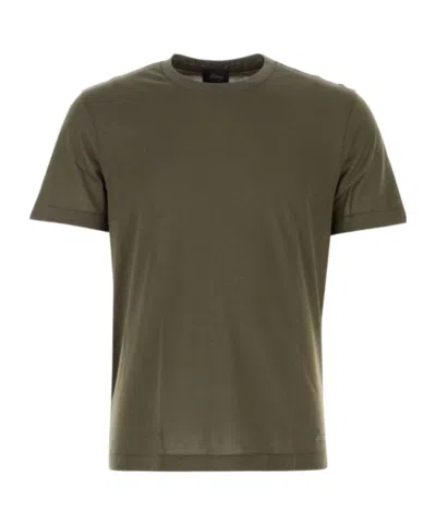 Brioni Crew-neck Short-sleeve T-shirt In Military Green
