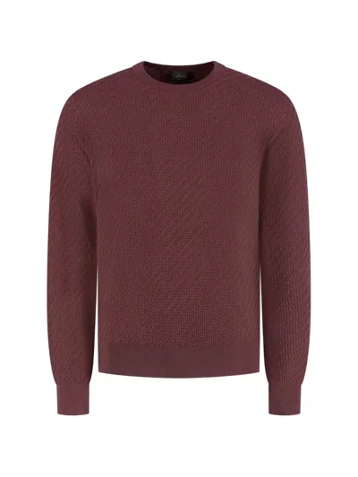 Brioni Crew-neck Long-sleeve Sweater In Red