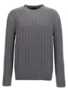 Brioni Crewneck Ribbed Sweater Long Sleeves In Brown