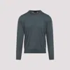 Brioni Ribbed Crewneck Sweater With Cuffs And Hem In Blue