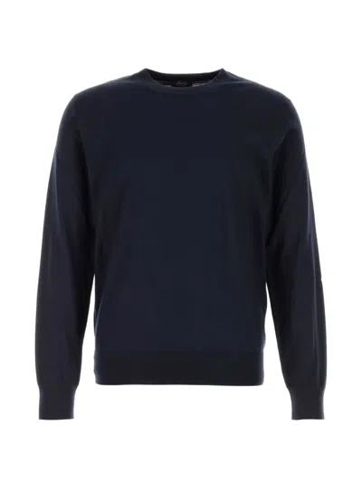 Brioni Cashmere Blend Crew Neck Sweater Long Sleeves In Blue