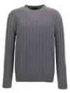 Brioni Crewneck Ribbed Sweater Long Sleeves In Gray