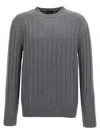 Brioni Crewneck Ribbed Sweater Long Sleeves In Gray