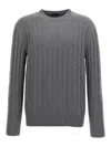 Brioni Crewneck Ribbed Sweater Long Sleeves In Grey