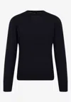Brioni Crewneck Wool Sweater In Midnight Blue