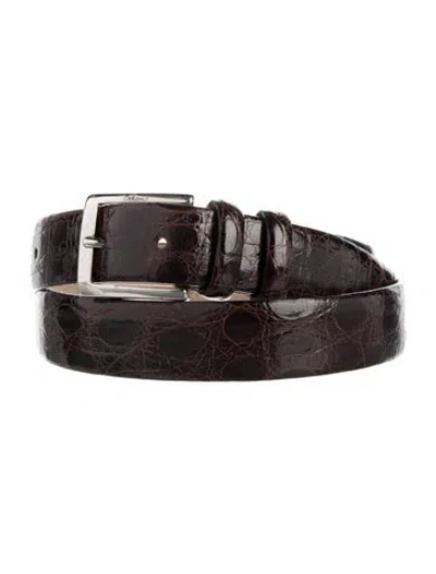 Pre-owned Brioni Crocodile Belt In Brown