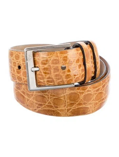 Pre-owned Brioni Crocodile Belt In Brown