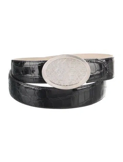 Pre-owned Brioni Crocodile Belt Kit In Black