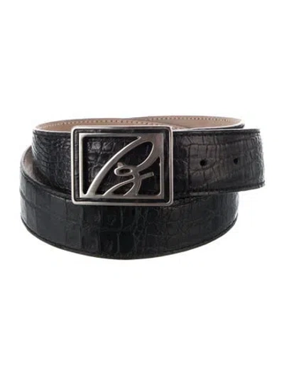 Pre-owned Brioni Crocodile Waist Belt In Black