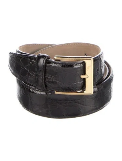 Pre-owned Brioni Crocodile Waist Belt In Black