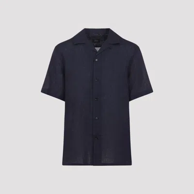 Brioni Cuban Shirt In Blue