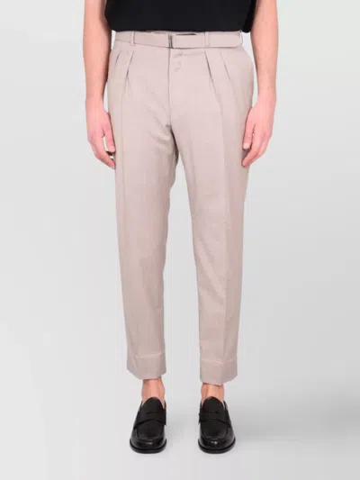 Brioni Cuffed Hem Pleated Front Trousers In Beige