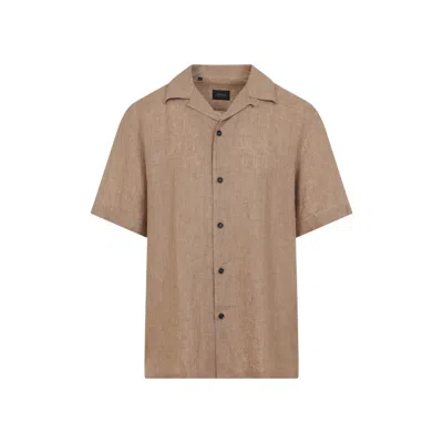 Brioni Dark Beige Cuban Linen Shirt