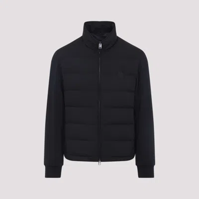 Brioni Dark Blue Long Sleeve Logo Jacket In Black