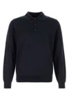 Brioni Dark Blue Solid Polos In Dark Blue