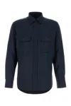 Brioni Dark Blue Wool Shirt In Blue