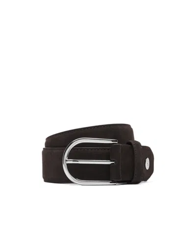 Brioni Dark Brown Suede Belt In Black