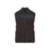 Brioni Puffer Dark And Brown Leather Gilet In Multi