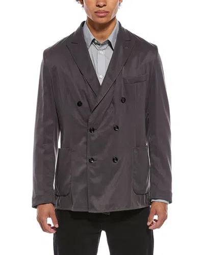 Brioni Deconstructed Double Breasted Blazer In Gray