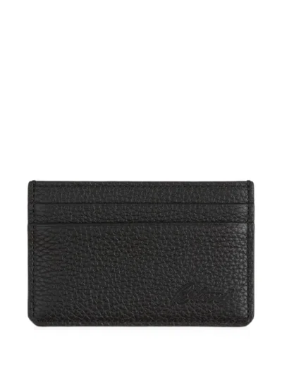 Brioni Deerskin-print Card Holder In Black
