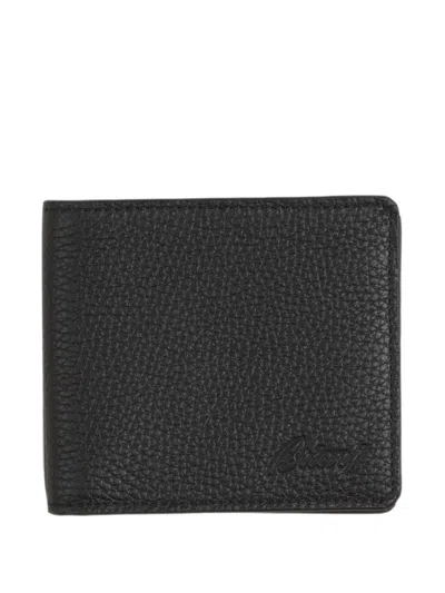 Brioni Deerskin-print Leather Wallet In Black