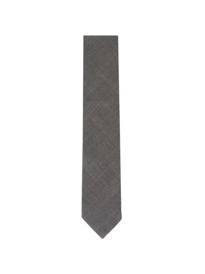 Brioni Diagonal Pattern Tie In Neutral