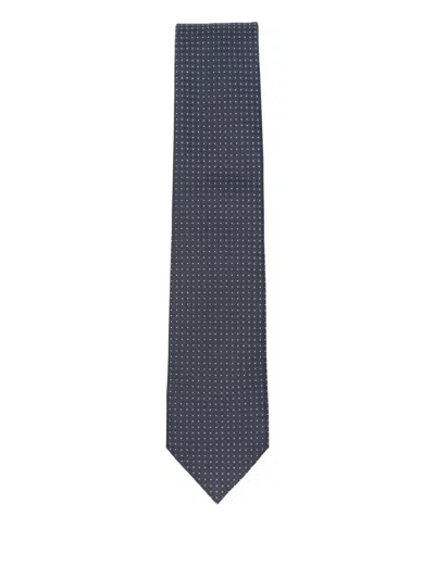 Brioni Dot-pattern Silk Tie In Black