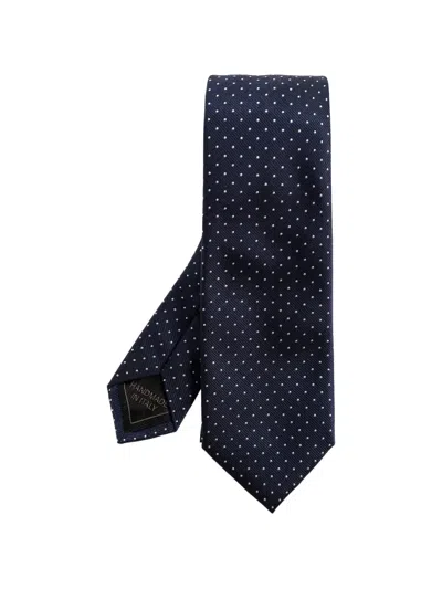 Brioni Dotted Silk Tie In Blue