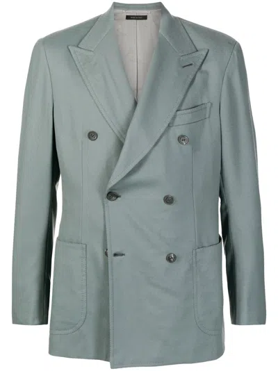 Brioni Double-breasted Blazer In 绿色