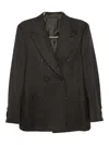 Brioni Double-breasted Blazer In Brown
