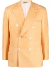 Brioni Double-breasted Blazer In Orange