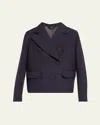 Brioni Double-breasted Cotton Peacoat In Ink Blue