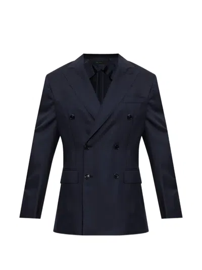 Brioni Double-breasted Blazer In Blue