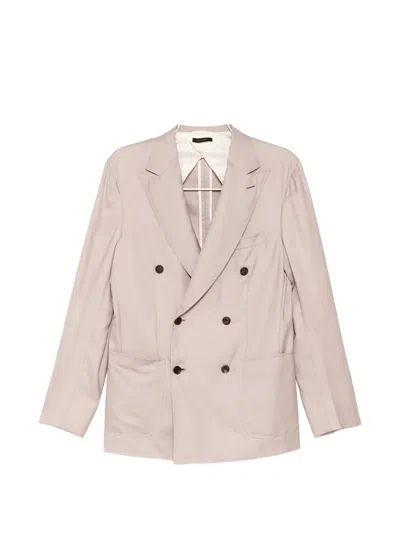 Brioni Double-breasted Peak-lapel Jacket In Purple