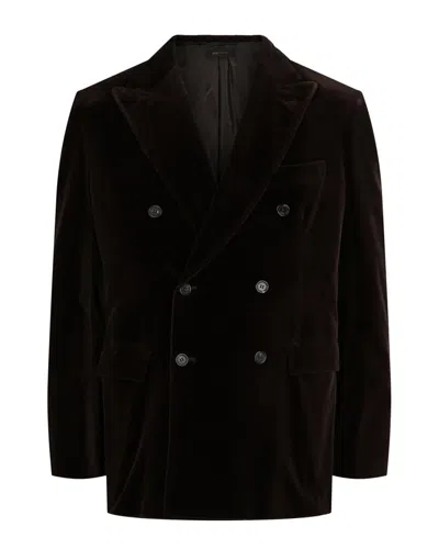 Brioni Double-breasted Velvet Smoking Jacket In Black