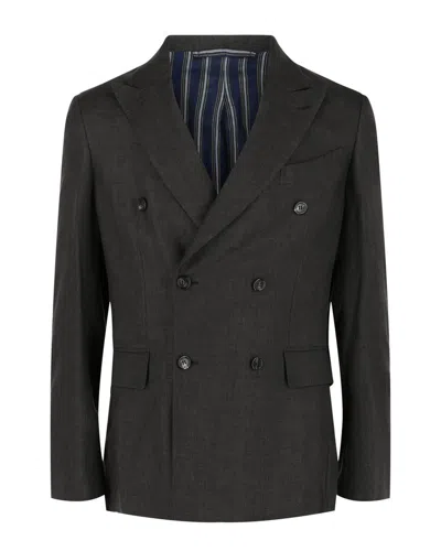 Brioni Double-breasted Wool Blazer In Brown