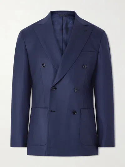 Brioni Double-breasted Wool Suit Jacket In Blue