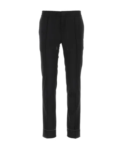 Brioni Drawstring-waist Wool Trousers In Black