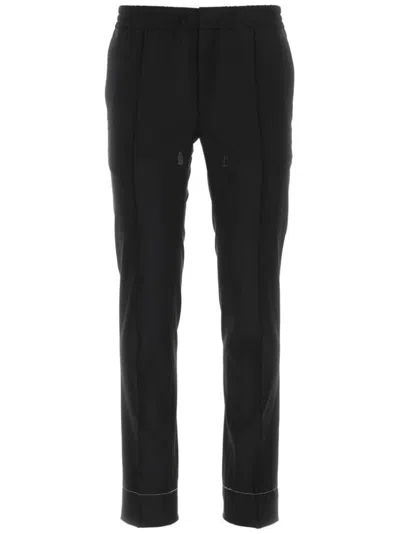 Brioni Drawstring-waist Wool Trousers In Black